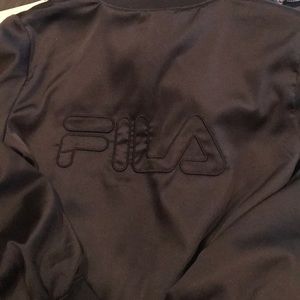 FILA Black Satin Like Light Zip up Jacket.